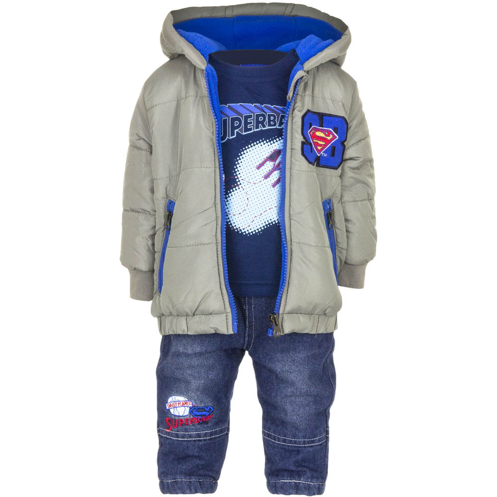 SET Jacket (Grey), Pants, Blouse Superman (Superbaby)