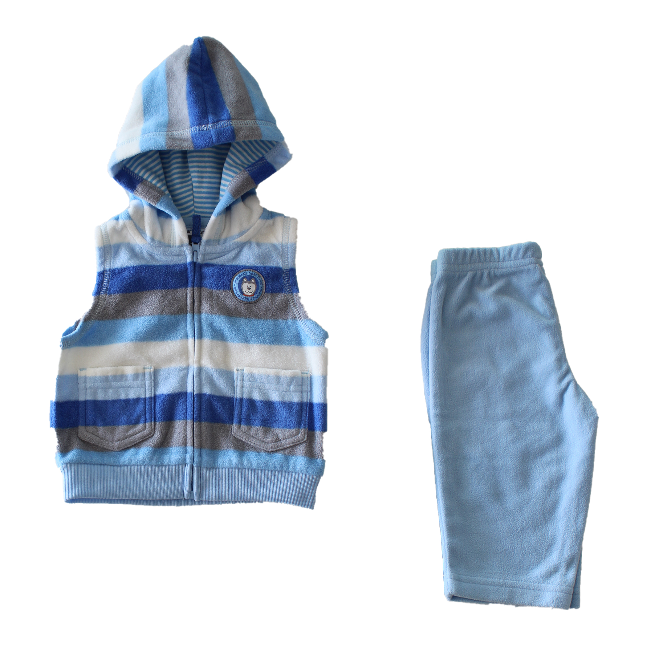 SET SLEEVELESS HOODED FLEECE & TROUSERS