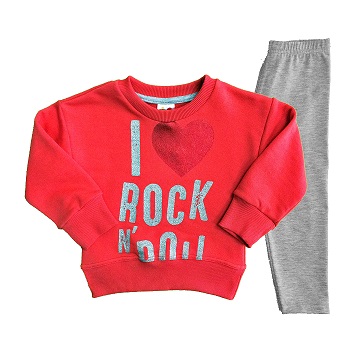 ΣΕΤ Χνουδωτή Φόρμα Με Κολάν "I LOVE Rock"