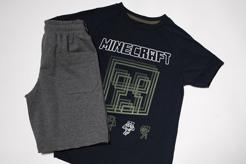 SET Blouse and Bermuda Shorts "Minecraft"