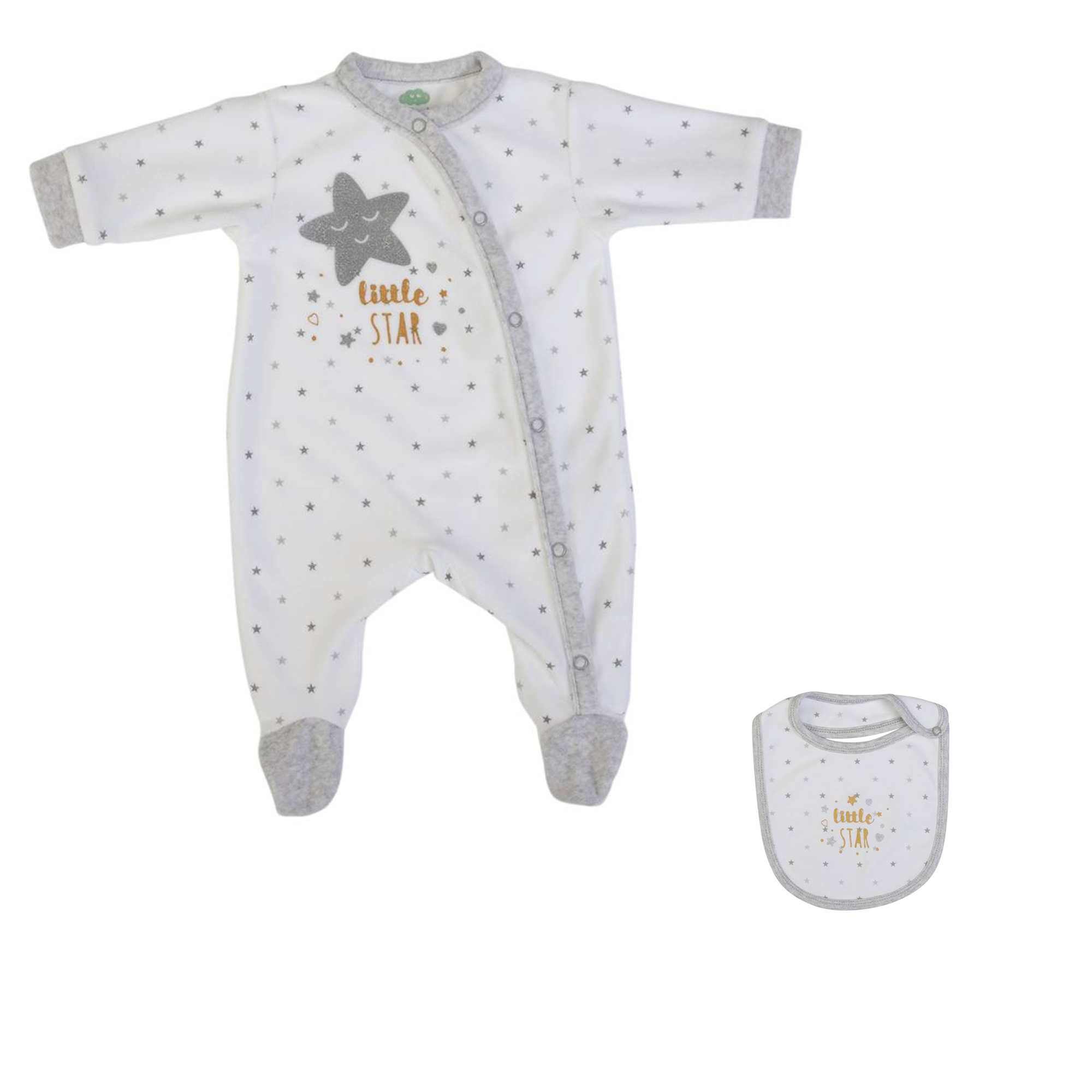 FS BABY Velvet Bodysuit + Bib "Little Star"