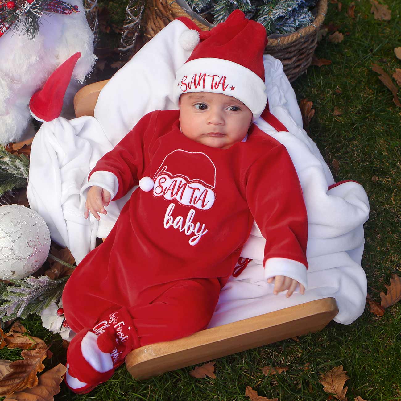 FS BABY Velvet Bodysuit “Santa Baby”