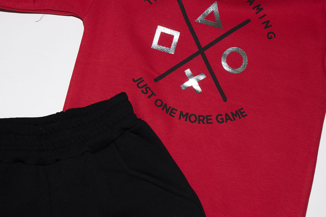 Hooded Tracksuit Set "PS" Red