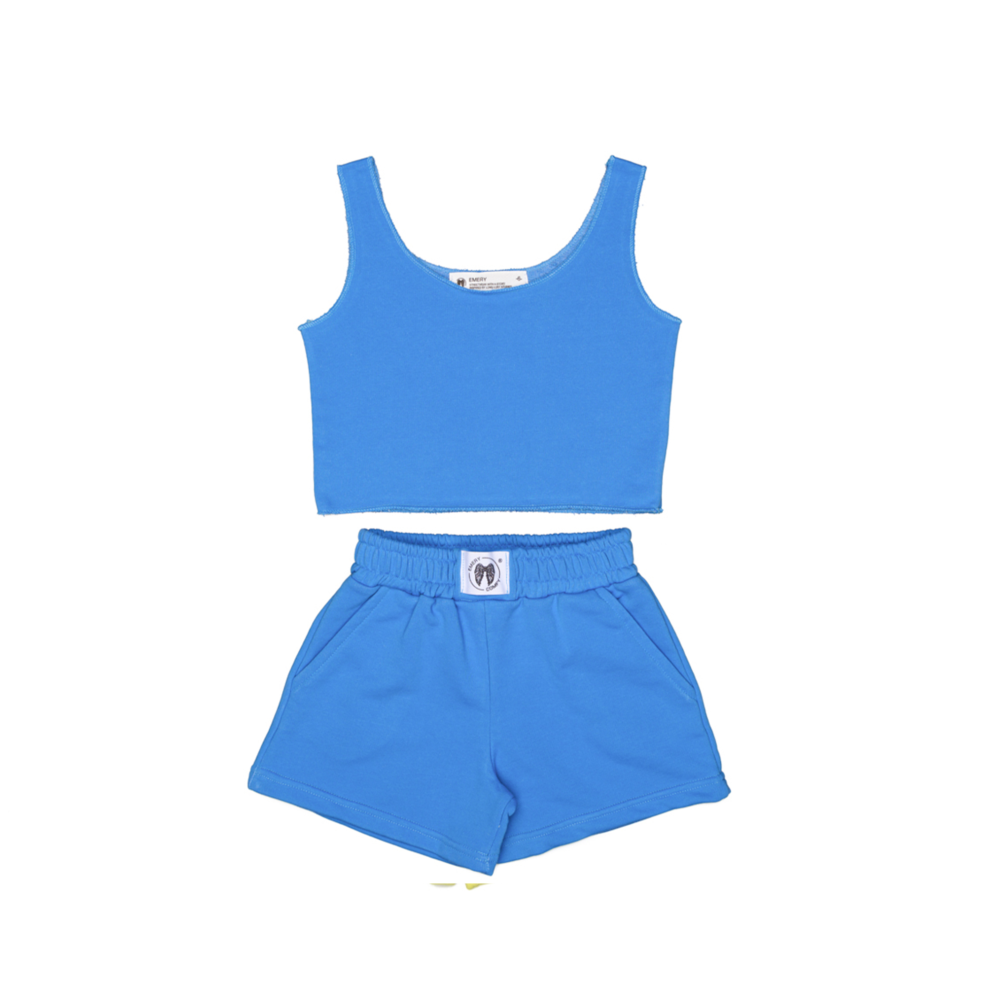 Sleeveless Crop Top with Shorts Set Blue
