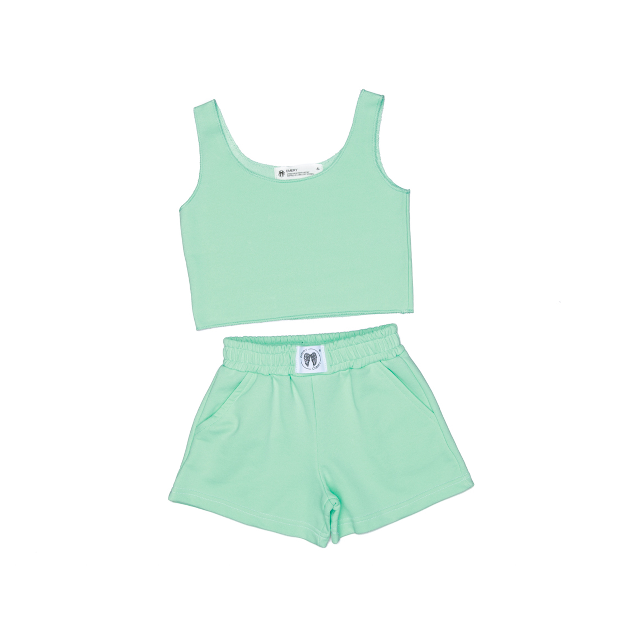 Sleeveless Crop Top and Shorts Set Mint