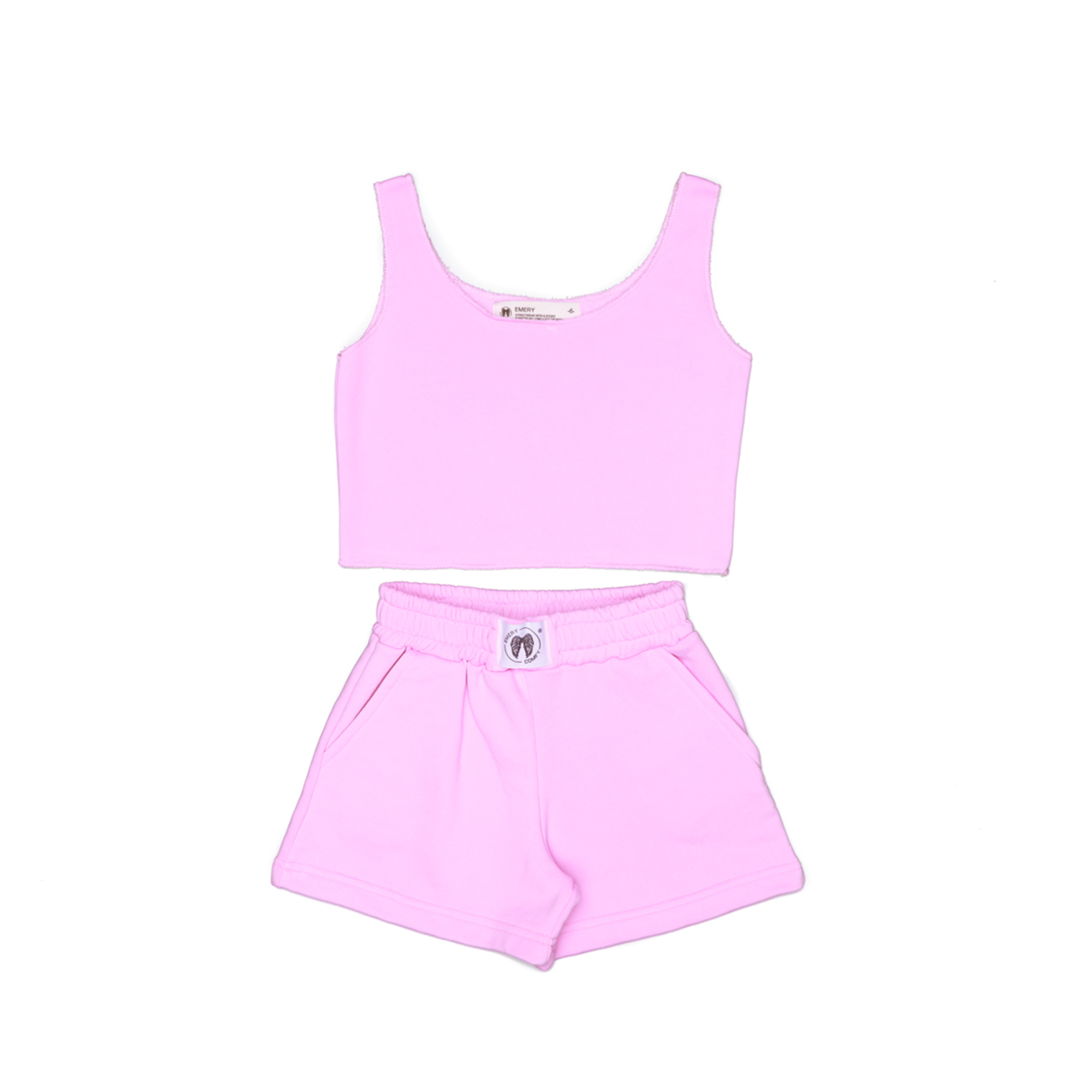 Sleeveless Crop Top and Shorts Set Pink