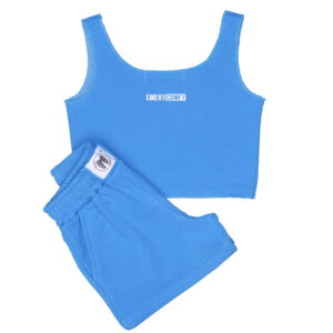 Sleeveless Crop Top with Shorts Set Blue