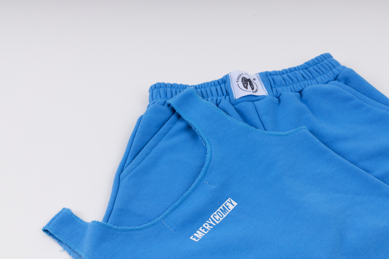 Sleeveless Crop Top with Shorts Set Blue