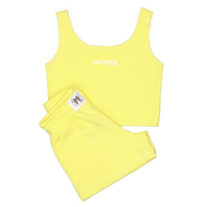 Sleeveless Crop Top with Shorts Set Yellow