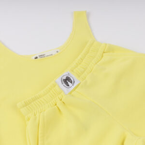 Sleeveless Crop Top with Shorts Set Yellow