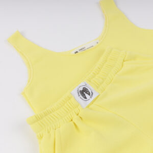 Sleeveless Crop Top with Shorts Set Yellow