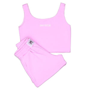 Sleeveless Crop Top and Shorts Set Pink