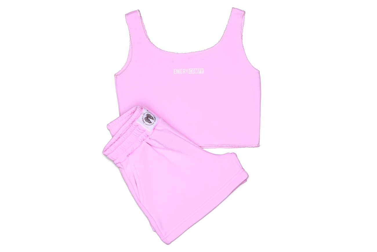 Sleeveless Crop Top and Shorts Set Pink