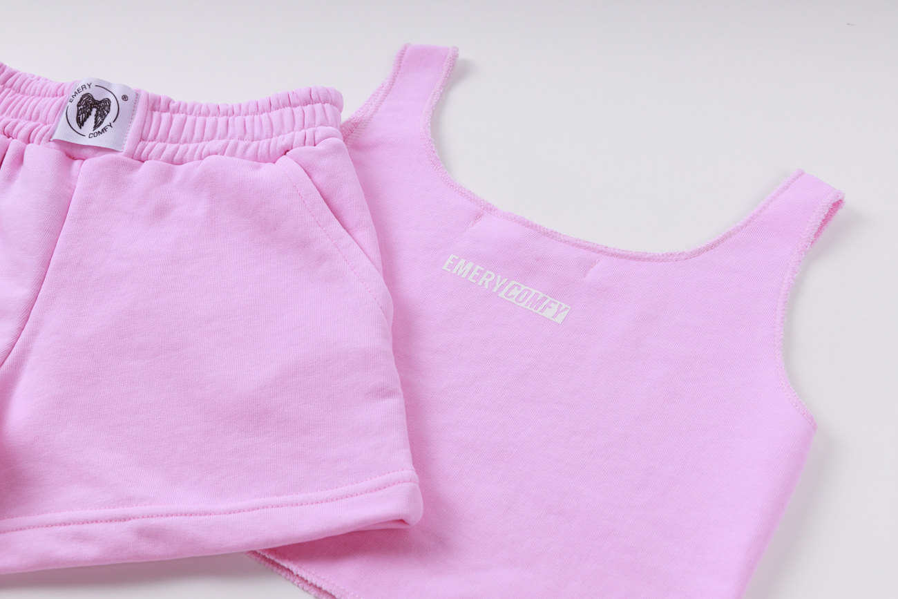 Sleeveless Crop Top and Shorts Set Pink