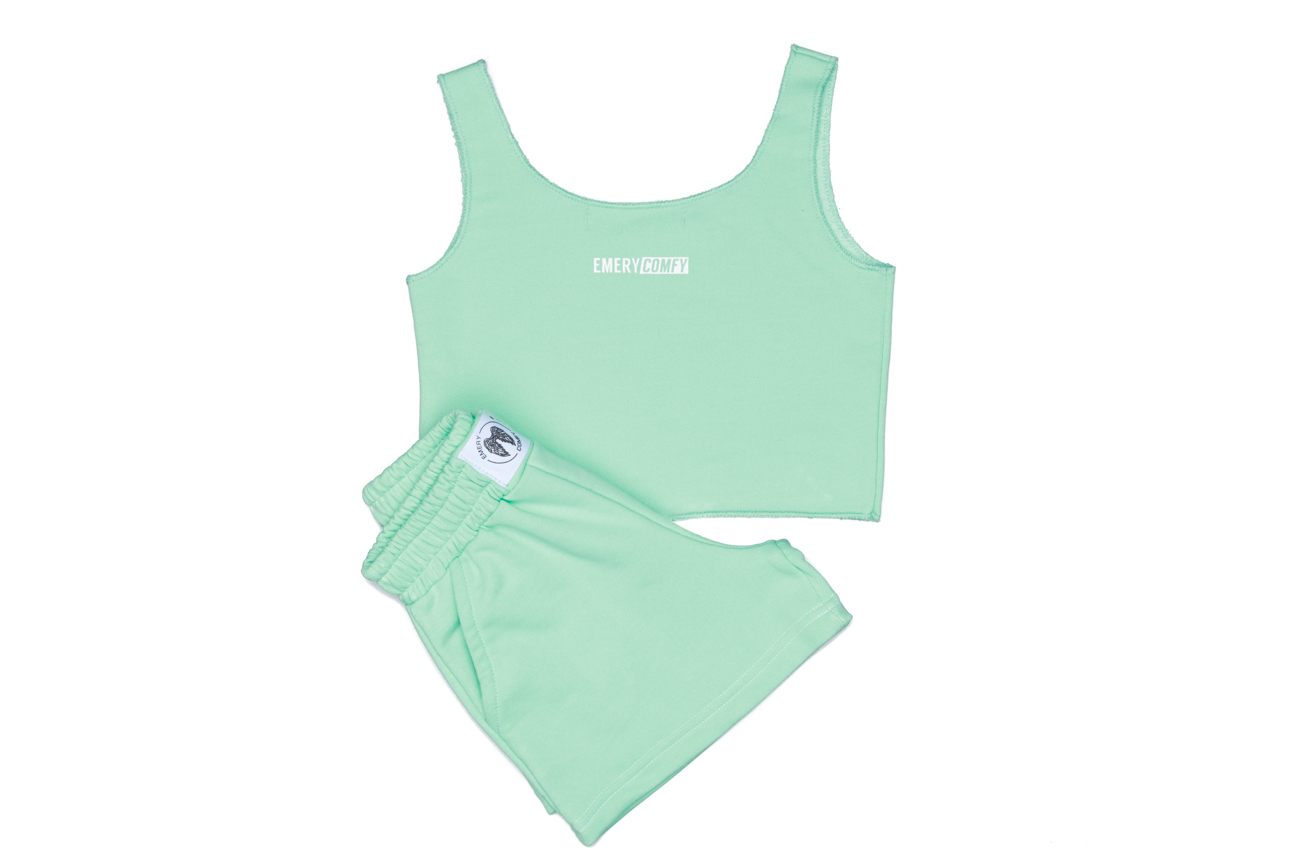 Sleeveless Crop Top and Shorts Set Mint