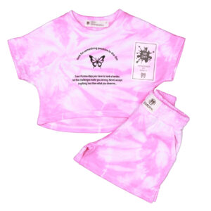 TIE DYE Crop Top και Σορτς Σετ Ροζ