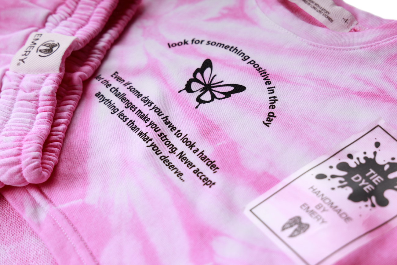 Комплект из кроп-топа и шорт TIE DYE, розовый