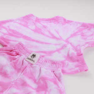 TIE DYE Crop Top και Σορτς Σετ Ροζ