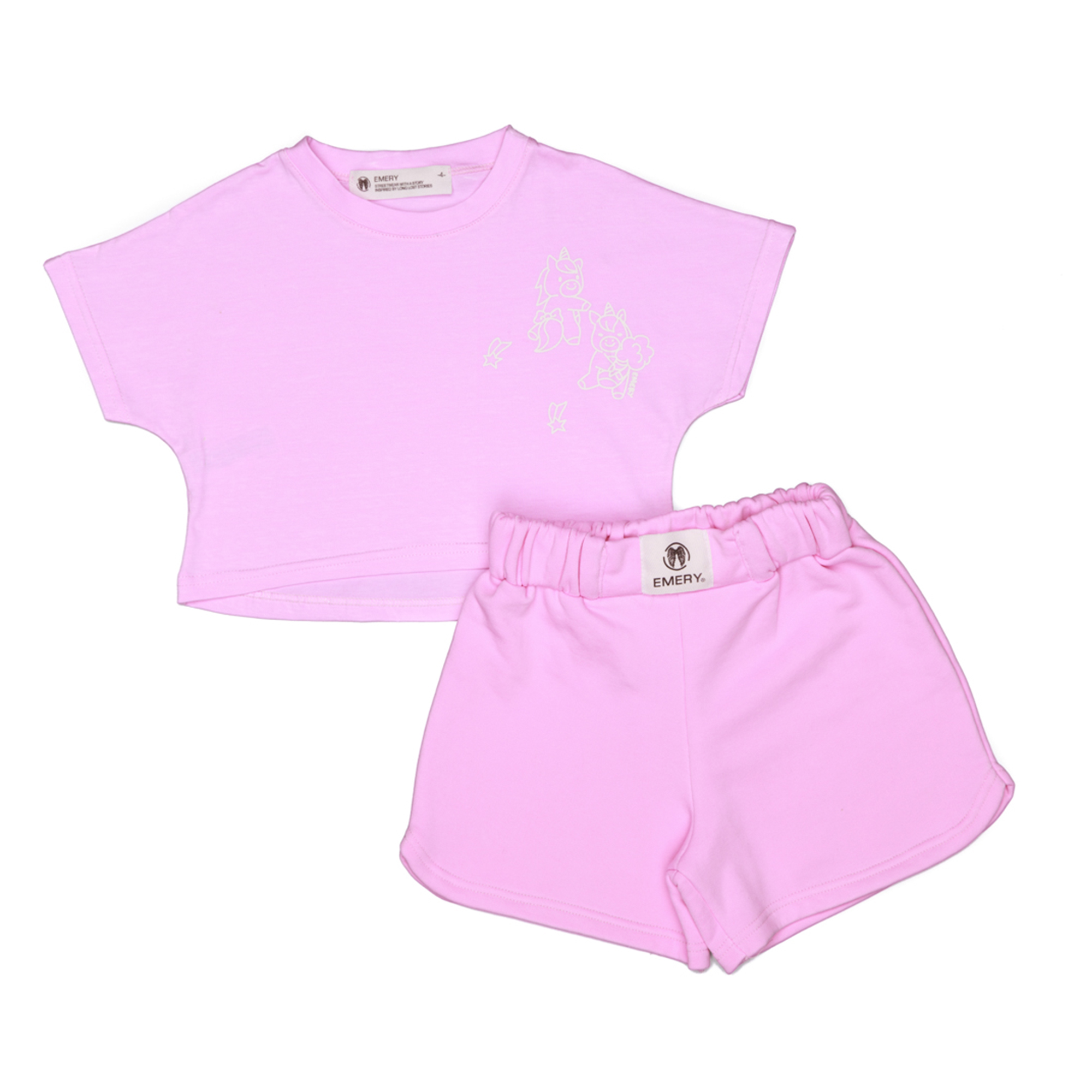 ΣΕΤ Crop Top και Σορτς Ροζ