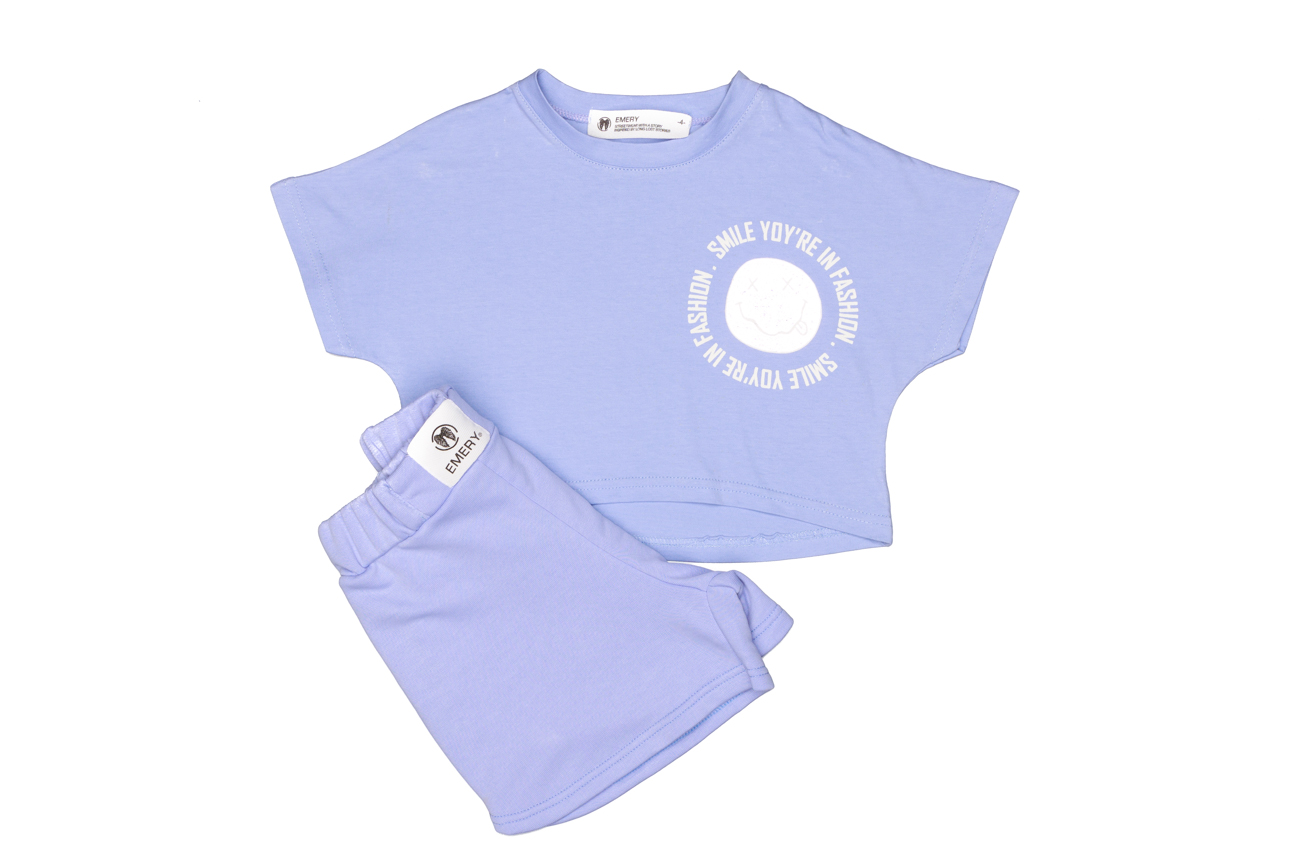 Комплект из кроп-топа и шорт, лиловый