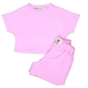 ΣΕΤ Crop Top και Σορτς Ροζ