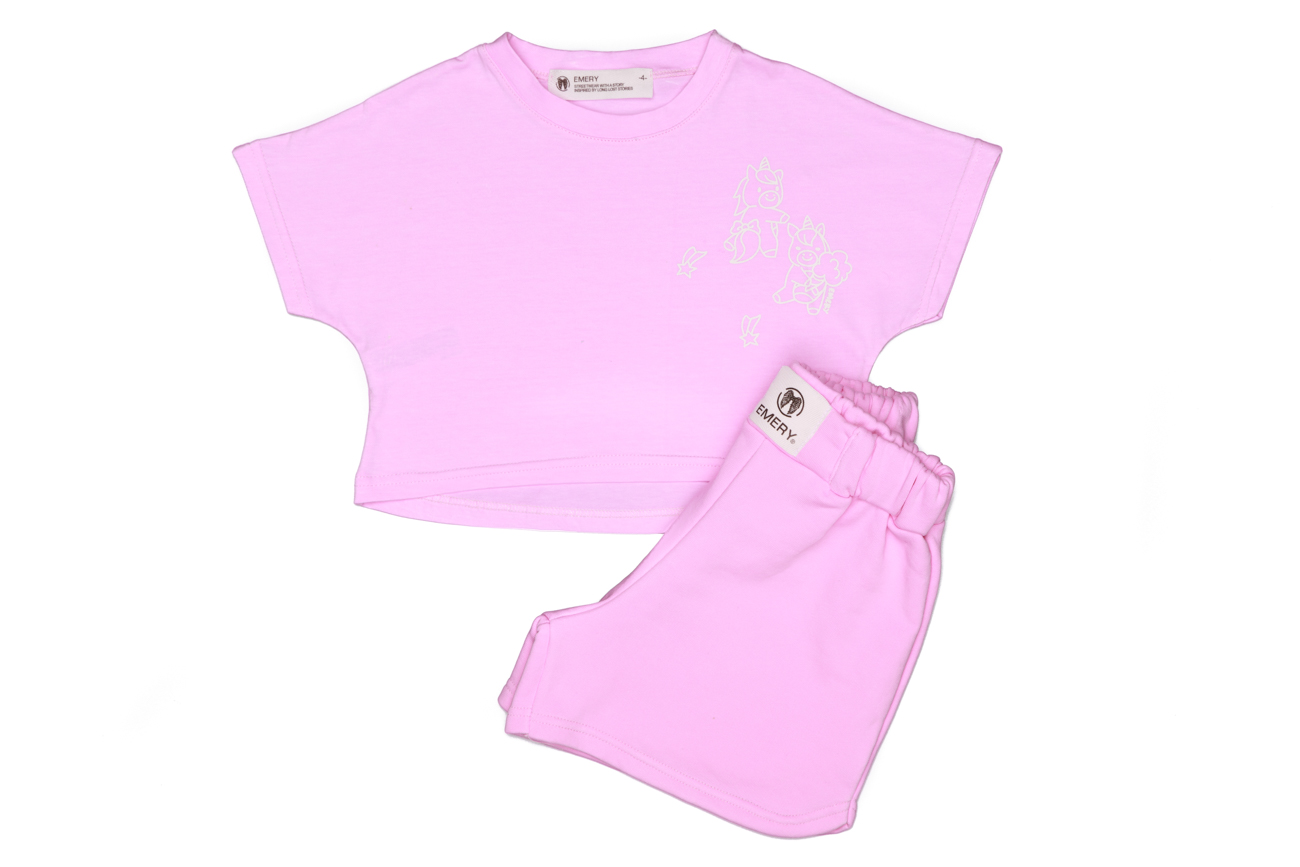 Комплект из кроп-топа и шорт, розовый