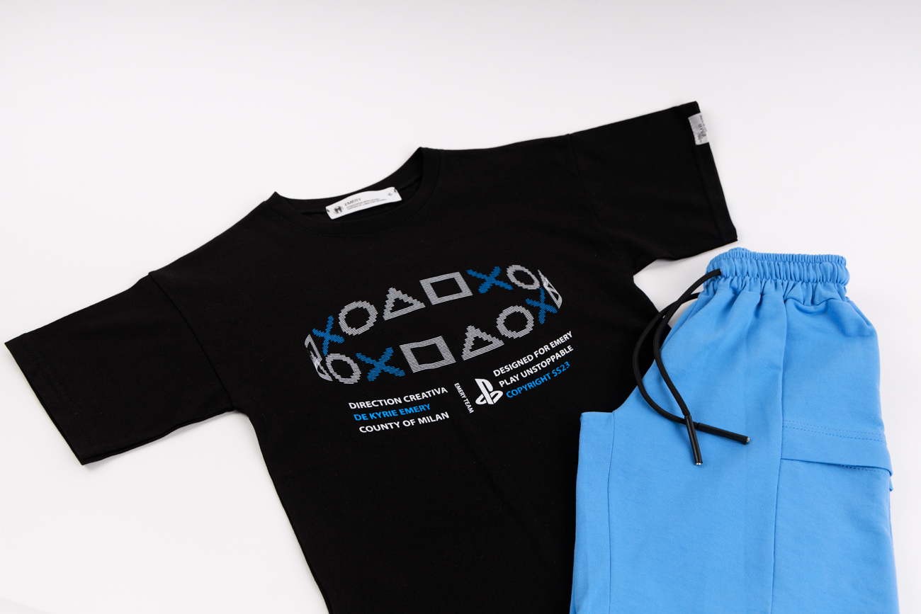 Blouse and Bermuda Shorts Set "Play Station"