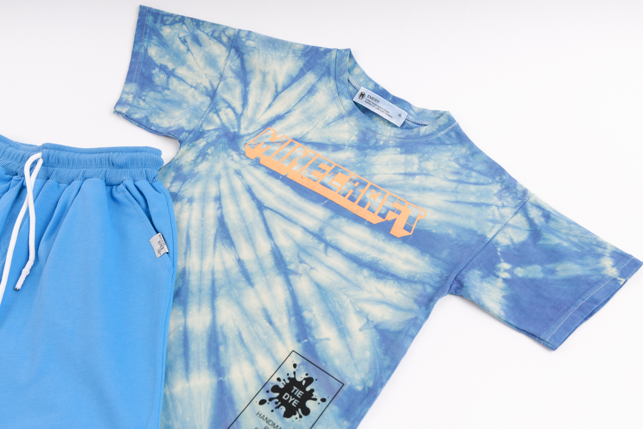 Комплект из футболки Tie-Dye и шорт-бермуд "Minecraft"