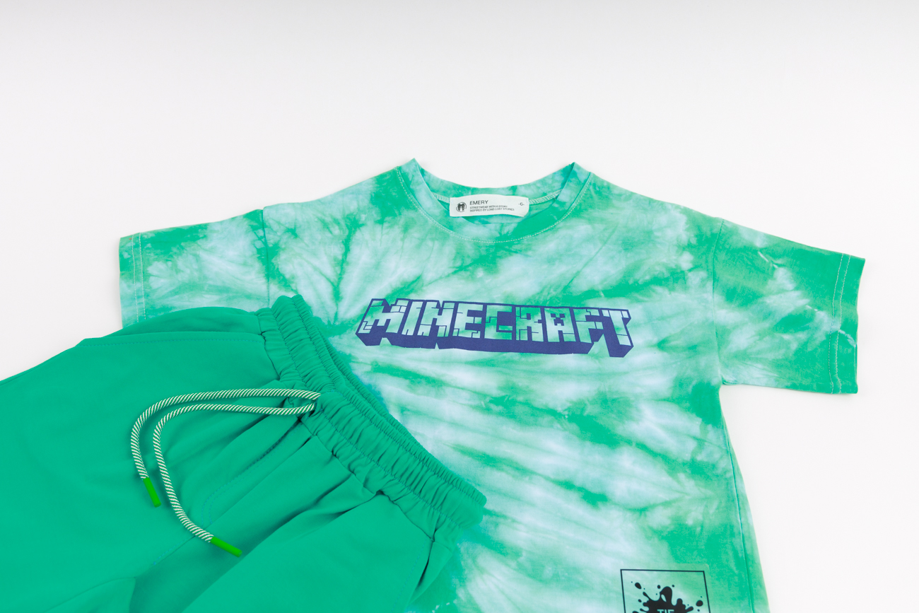 Tie-Dye T-Shirt and Bermuda Shorts Set "Minecraft"