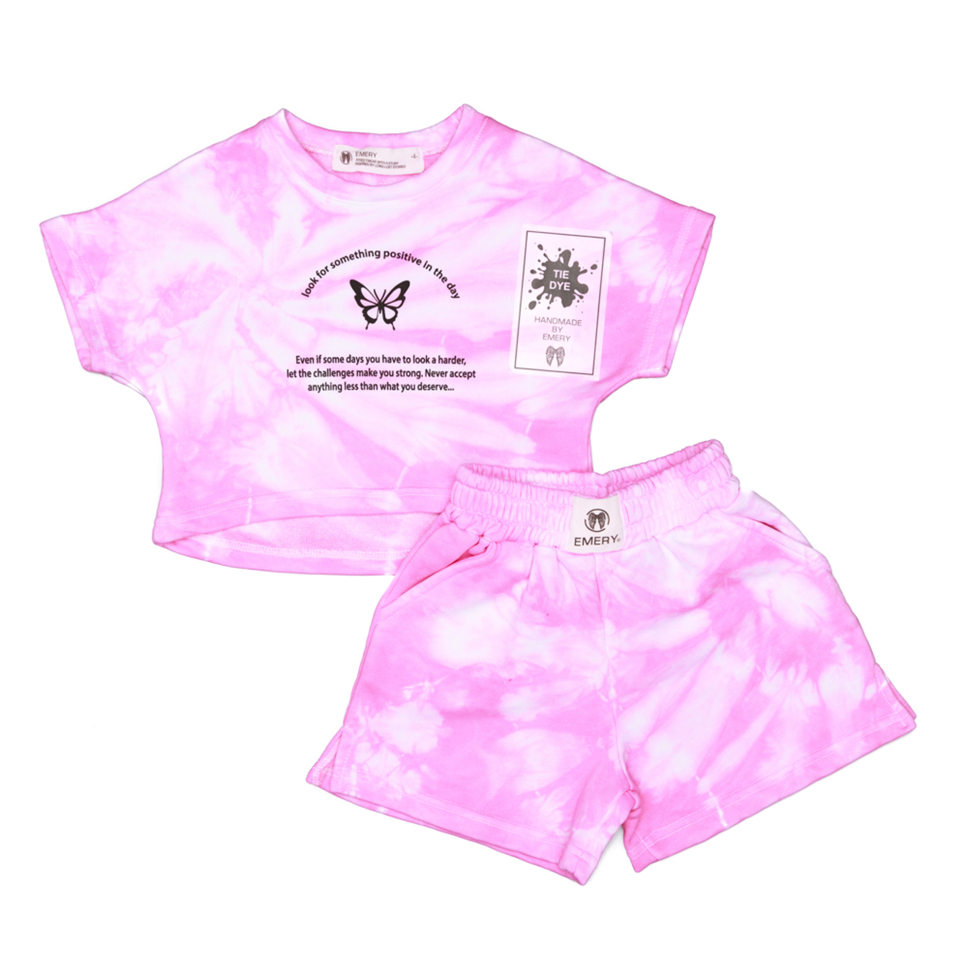 TIE DYE Crop Top και Σορτς Σετ Ροζ