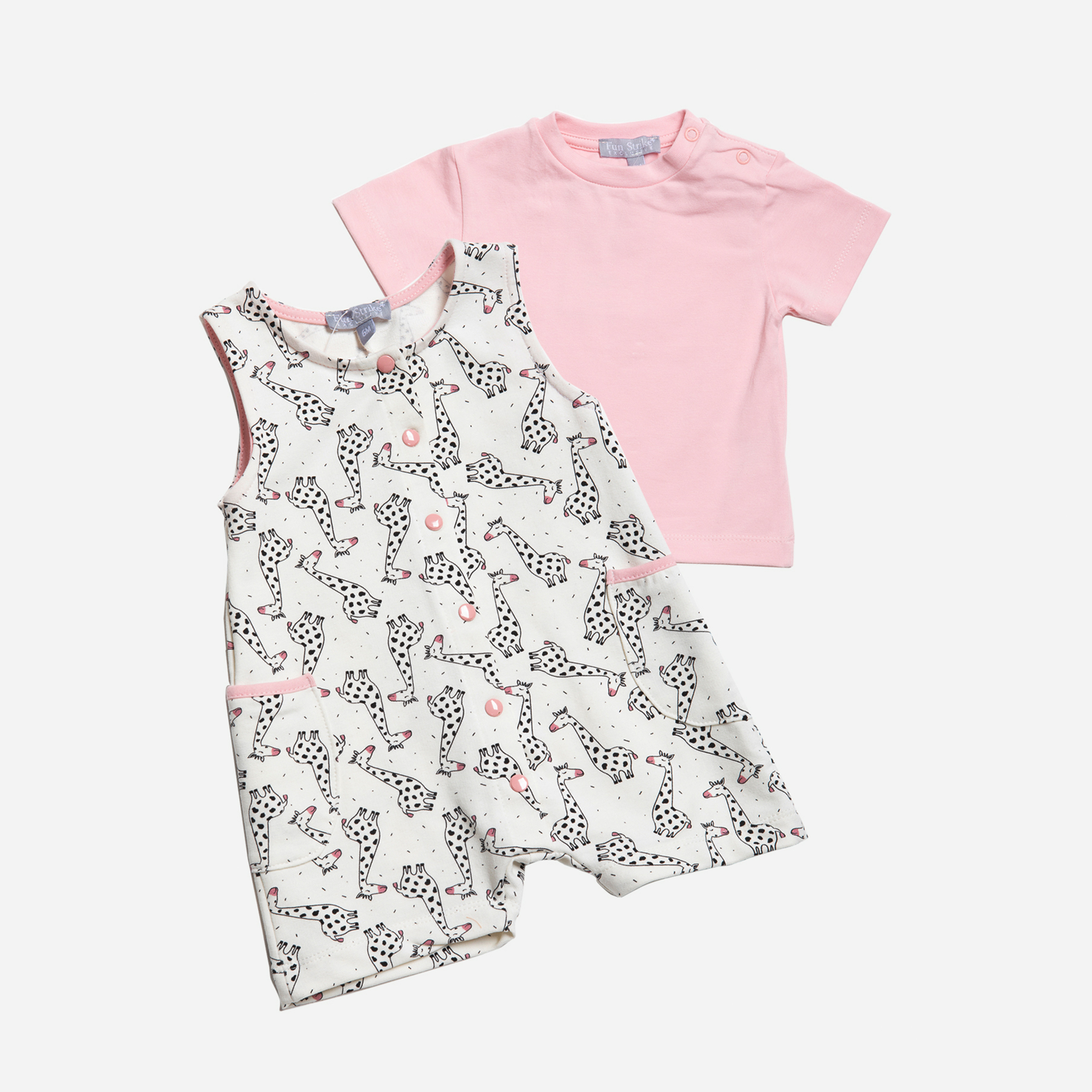 Set baby bodysuit "GIRAFFE" - Pink