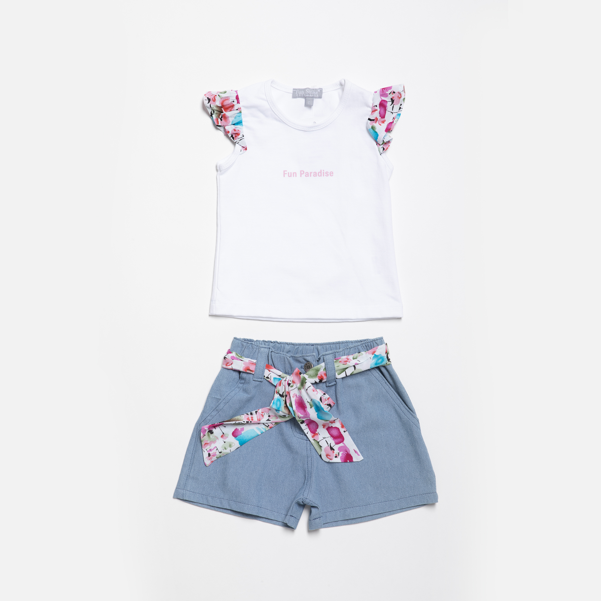 BLOUSE WITH JEANS SHORTS SET